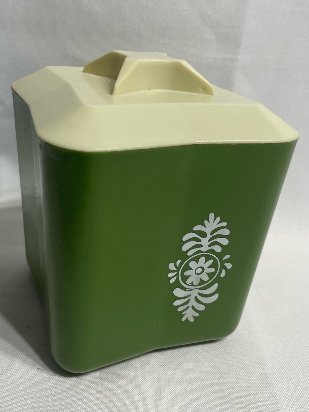 5” VINTAGE 70s Olive Green Kitchen Storage Cannister Minor Wear GUC as Pictured